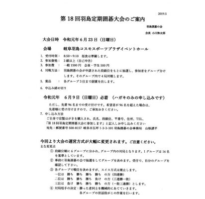 羽島囲碁の会　第１８回定期囲碁大会