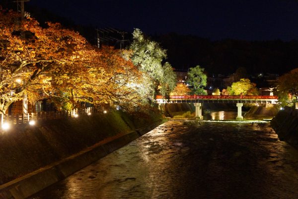 紅葉の飛騨高山ライトアップ