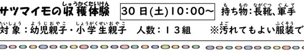 岩野田児童センター　幼児・小学生親子対象　『さつまいもの収穫体験』